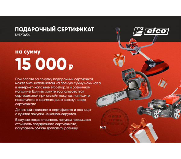 Подарочный сертификат EFCO 15000 руб.